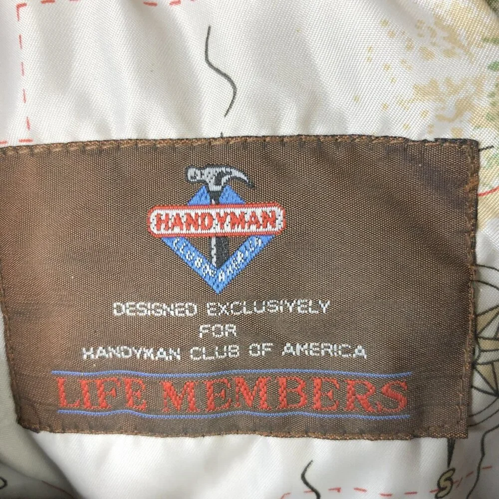 Handyman Club Of America Jacket Mens L Brown Leather Bomber Aviator Logo Retro - Picture 6 of 16